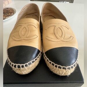 Authentic Beige Chanel Lambskin Espadrilles